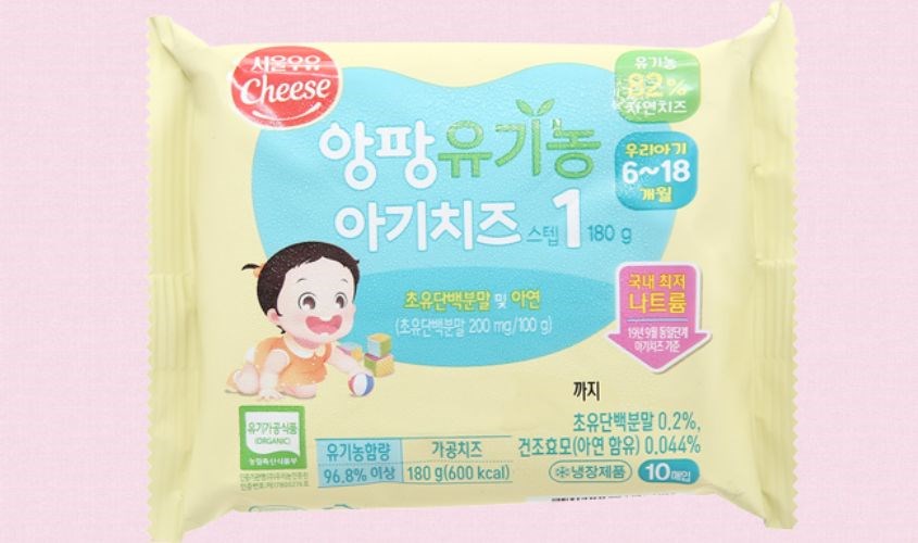 Phô mai hữu cơ tách muối Seoul Milk Step 1 gói 180g (10 lát)