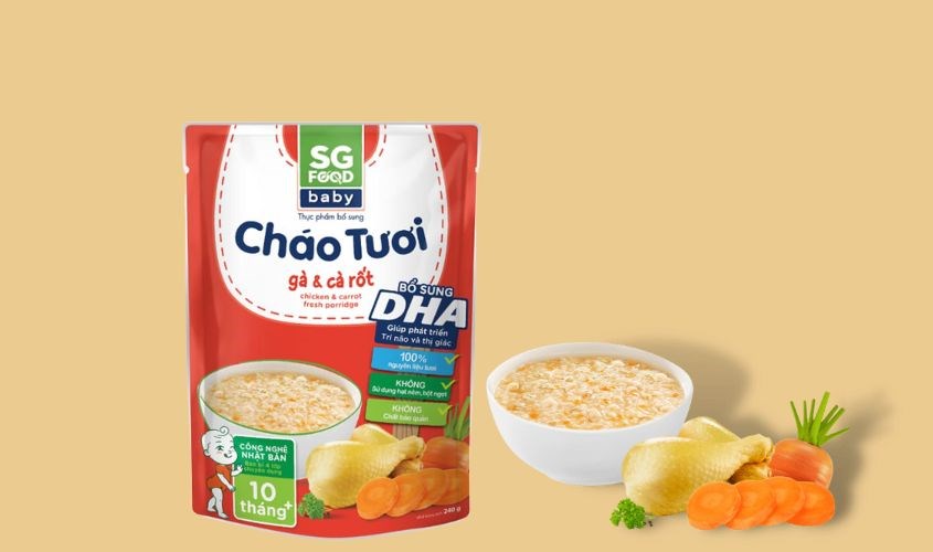Cháo tươi SG Food Baby vị gà, cà rốt gói 240g