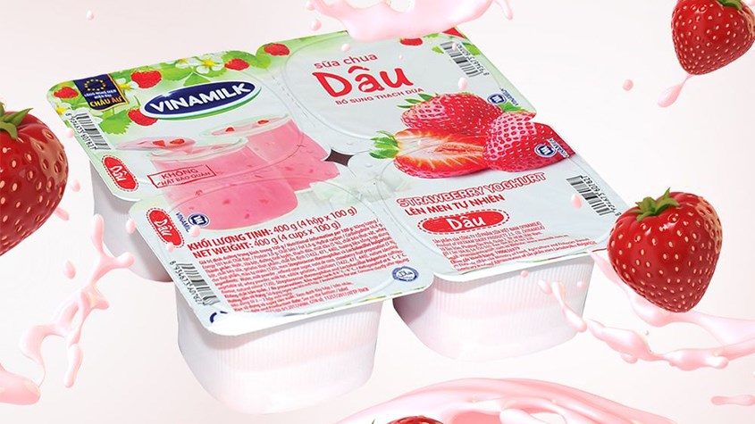 Lốc 4 hộp sữa chua trái cây Vinamilk vị dâu 100g