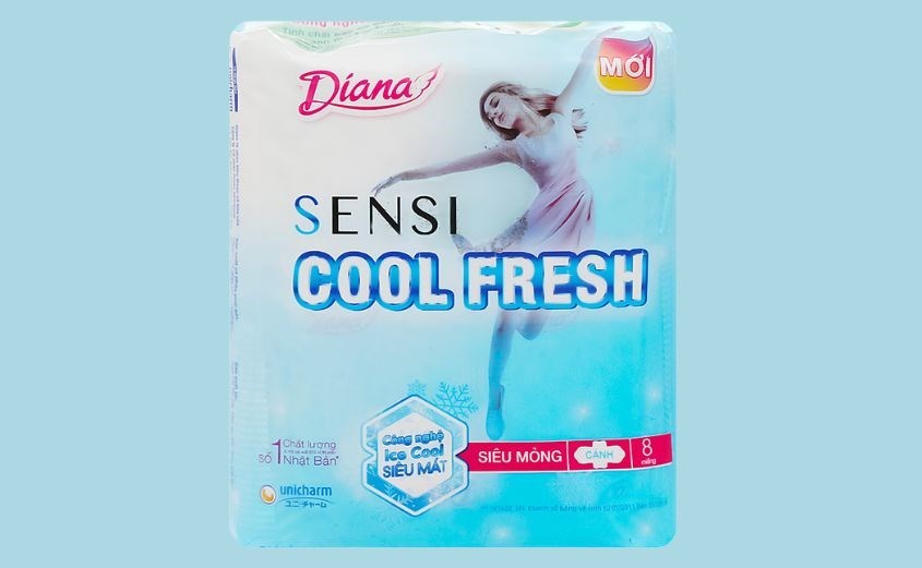Băng vệ sinh Diana Sensi Cool Fresh siêu mỏng có cánh 20 miếng