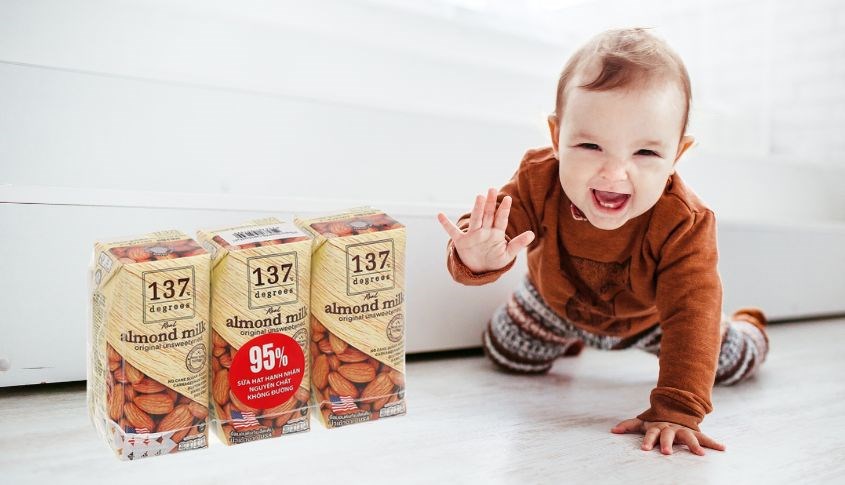 Lốc 3 hộp sữa đậu nành hạnh nhân không đường 137 Degrees 180 ml là lựa chọn thay thế sữa công thức