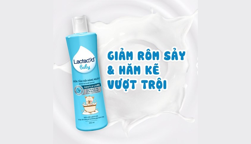 Sữa tắm gội cho bé Lactacyd BB giảm rôm sảy và hăm kẽ hương dịu nhẹ 250 ml
