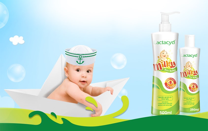 Sữa tắm gội cho bé Lactacyd Milky bảo vệ và nuôi dưỡng da hương dịu nhẹ 500 ml