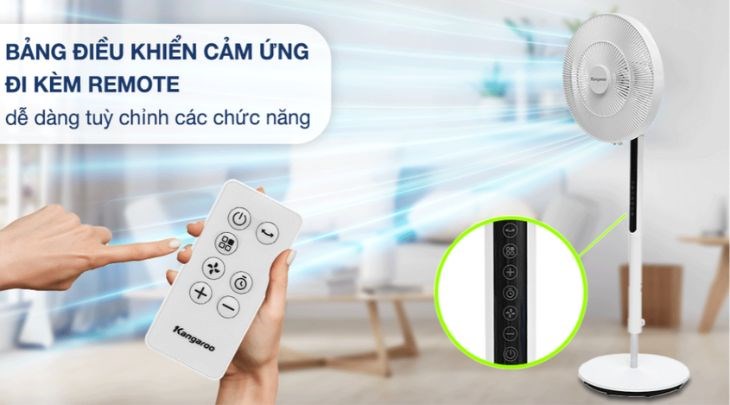 Quạt đứng Kangaroo DC inverter KG729 có remote điều khiển quạt từ xa, thuận tiện bật/tắt và điều khiển quạt mà không cần lại gần quạt Quạt đứng Kangaroo DC inverter KG729 có remote điều khiển quạt từ xa, thuận tiện bật/tắt và điều khiển quạt mà không cần lại gần quạt