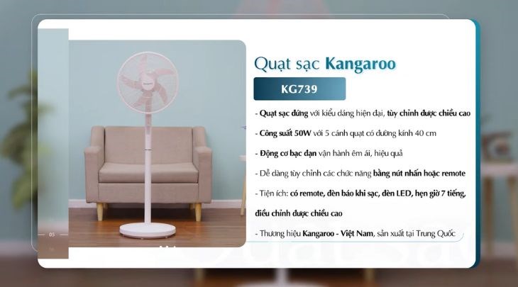 Dễ dàng điều chỉnh quạt sạc điện Kangaroo KG739 với 3 mức độ gió bằng nút nhấn Dễ dàng điều chỉnh quạt sạc điện Kangaroo KG739 với 3 mức độ gió bằng nút nhấn