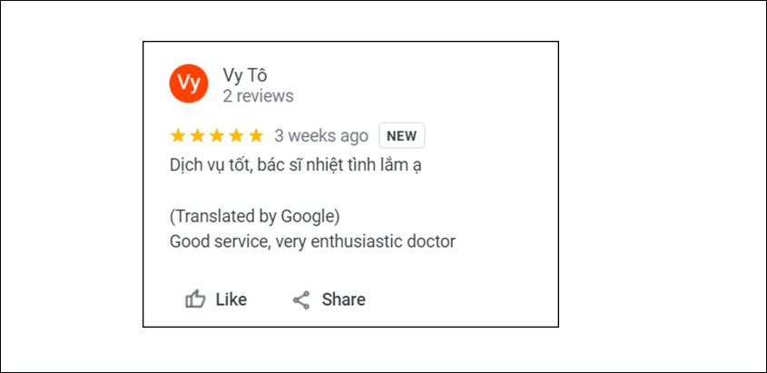 Feedback của khách hàng về phòng khám Phụ sản 315