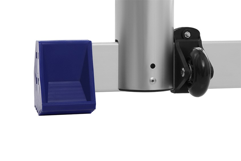 Thang nhôm rút đôi 9 x 2 bậc Advindeq ADT709B có chốt khóa an toàn và bánh xe giúp di chuyển thuận lợi