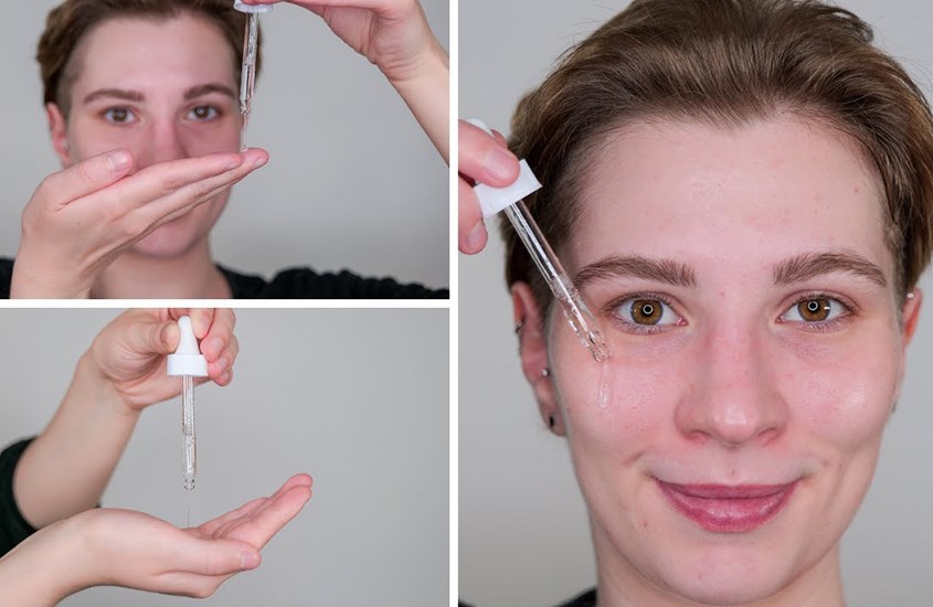 Nhỏ vài giọt serum ra tay