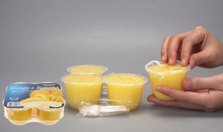 Lốc 4 hũ thạch pudding dừa Nanaco vị xoài, chuối 108g