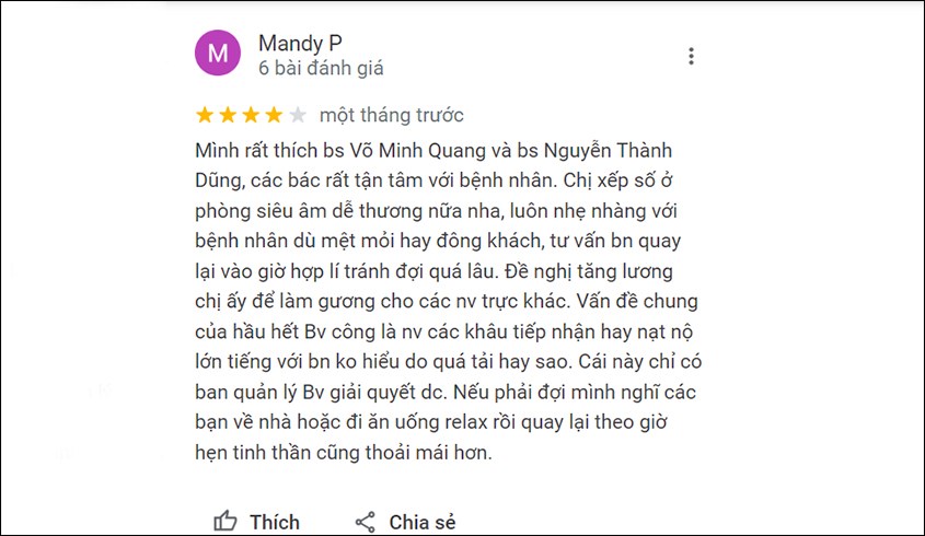 Đánh giá của khách hàng về bệnh viện nhiệt đới