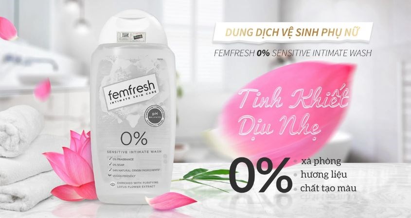 Dung dịch vệ sinh phụ nữ Femfresh 0% Sensitive Intimate Wash không mùi 250 ml