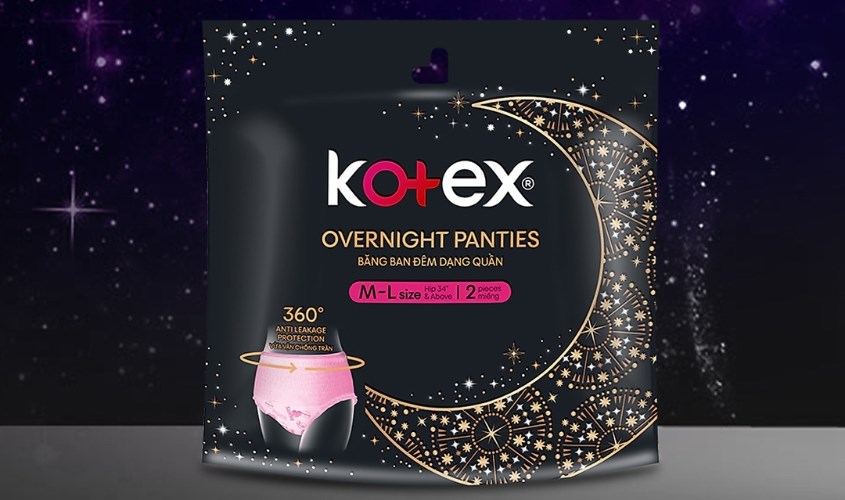 Băng quần ban đêm Kotex 360° chống tràn 2 miếng