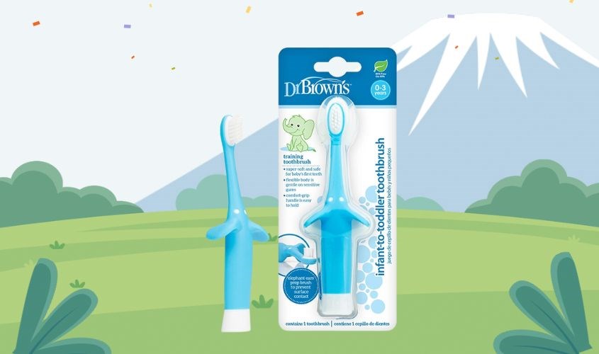 be-may-tuoi-thi-danh-rang-4 Bàn chải cho bé Dr.Brown's lông siêu mềm (0 - 3 tuổi)