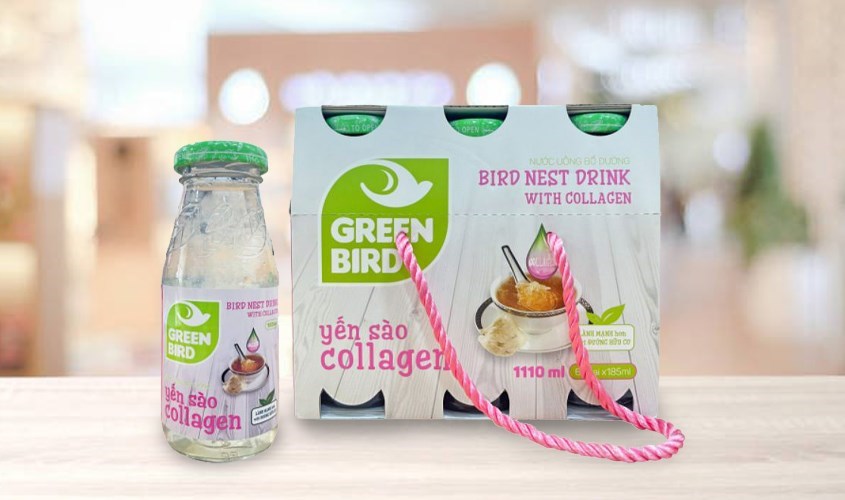 Lốc 6 chai nước yến sào collagen Green Bird 185 ml