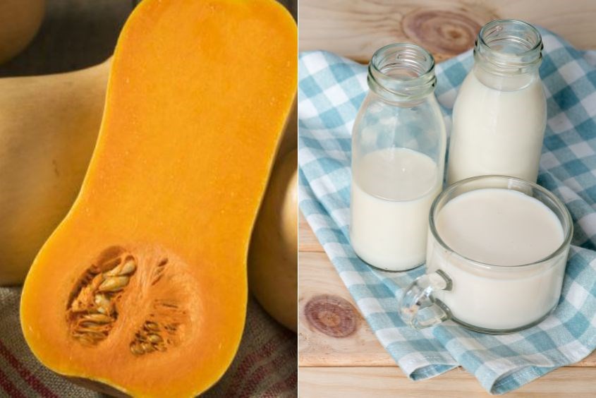 Món ăn dặm từ bí đỏ và sữa cho bé