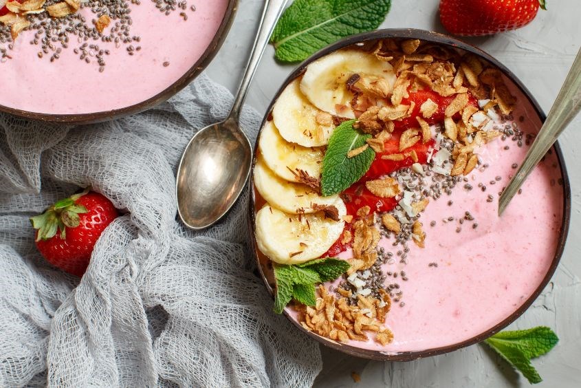 Sinh tố dâu chuối hạt chia Sinh tố dâu chuối hạt chia