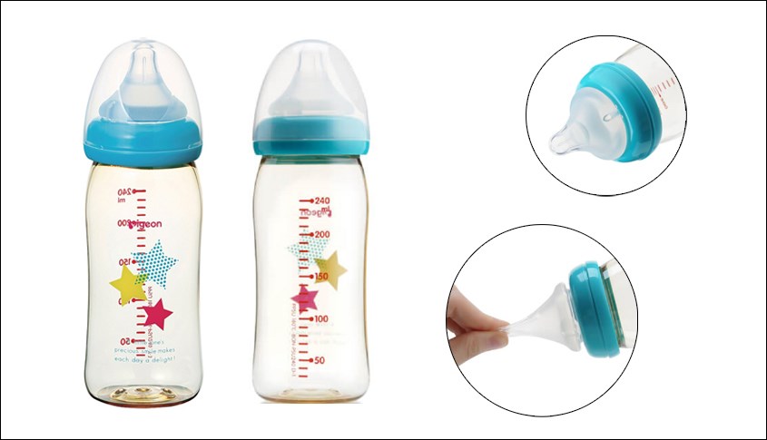 Bình sữa nhựa PPSU Pigeon Plus cổ rộng 240 ml hình ngôi sao
