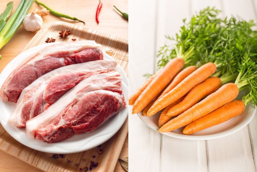 Mách mẹ công thức cháo thịt heo cho bé và cà rốt