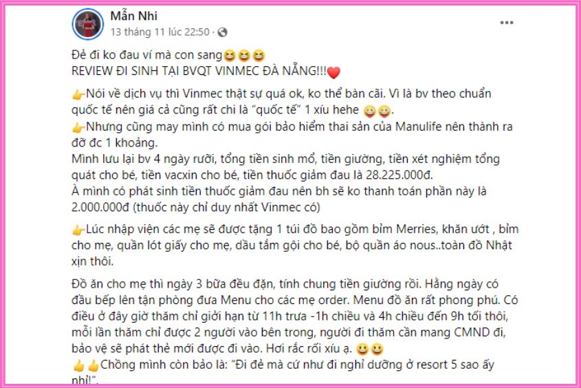 Review đi sinh ở Vinmec