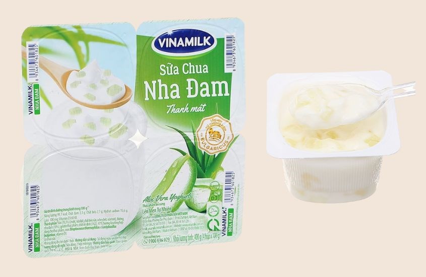 Lốc 4 hộp sữa chua trái cây Vinamilk vị nha đam 100g