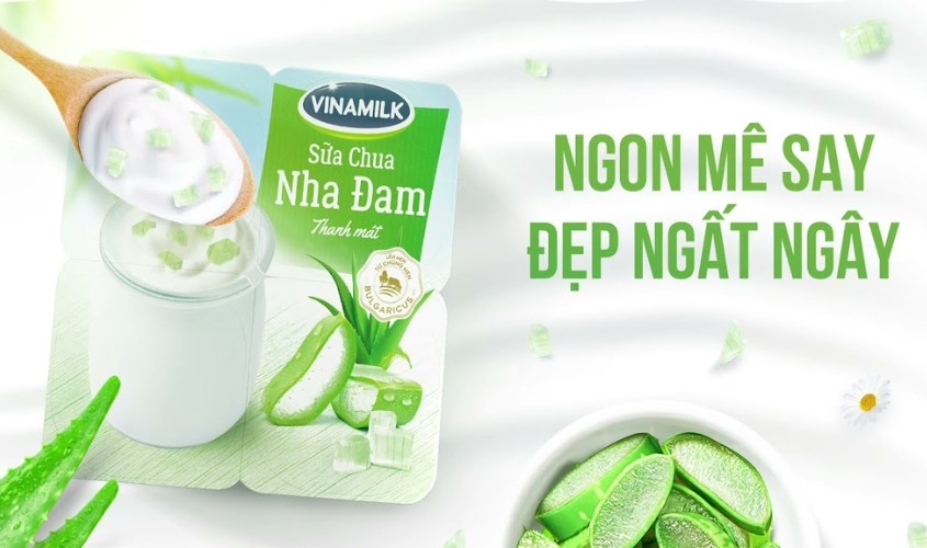 Lốc 4 hộp sữa chua trái cây Vinamilk vị nha đam 100g (từ 1 tuổi)