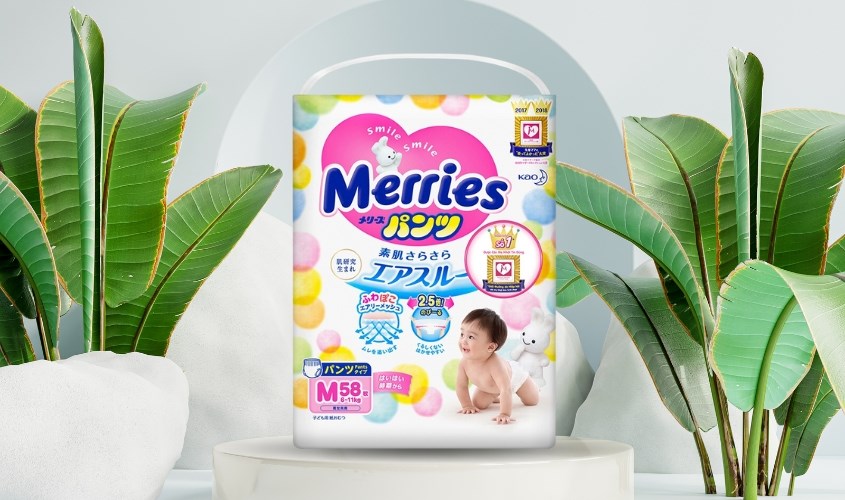 Tã quần Merries size M 58 miếng (6 - 11 kg)