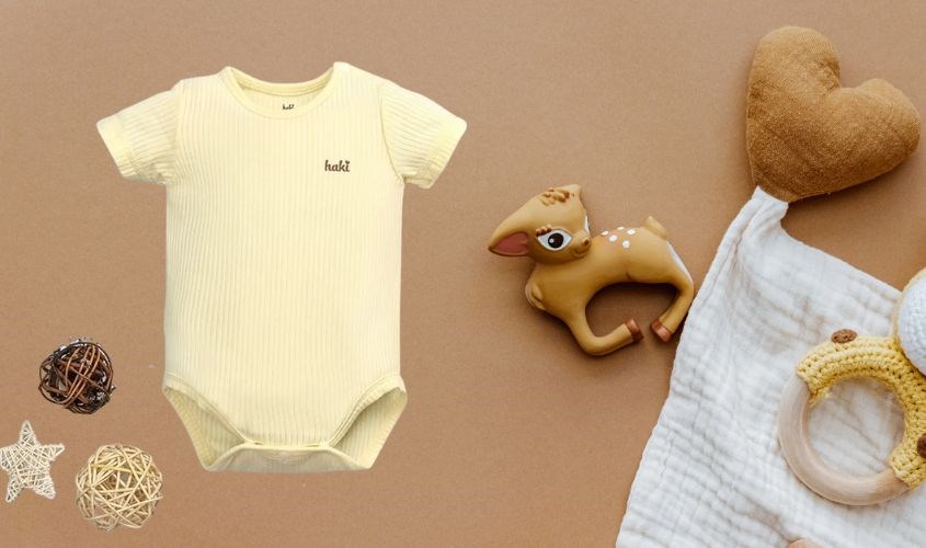 Bodysuit bé gái Haki màu vàng