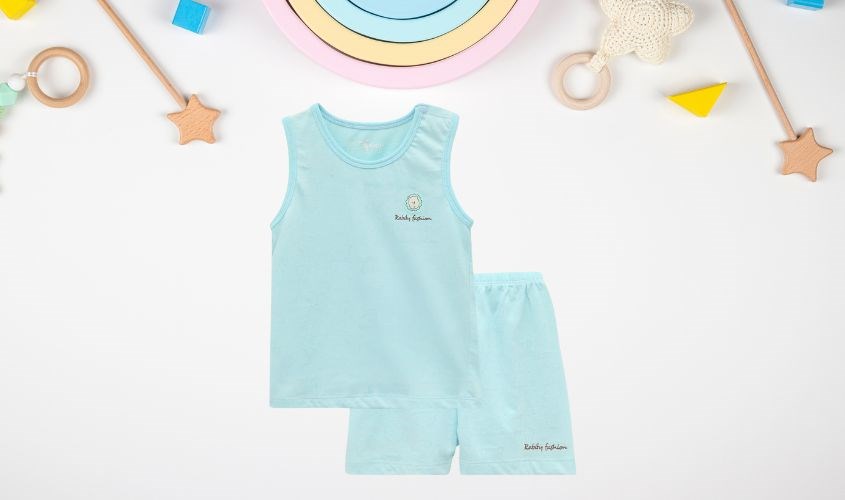 Bộ ba lỗ bé trai Rabity 0.52 màu xanh nhạt