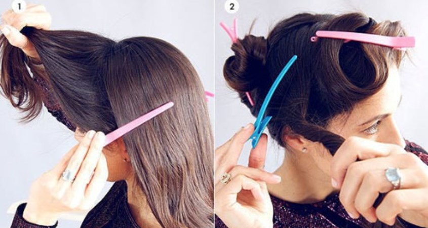 Chia tóc và kẹp thành các phần