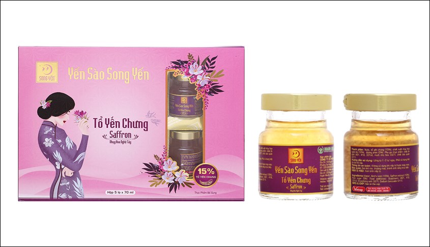 Hộp 5 hũ nước yến sào nhụy hoa nghệ tây Saffron Song Yến 70 ml