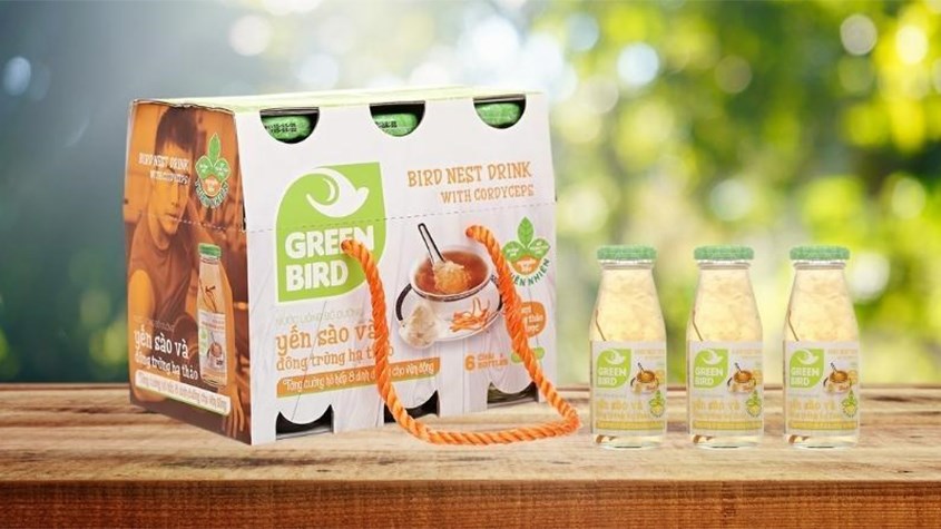 Lốc 6 chai nước yến sào đông trùng hạ thảo Green Bird 185 ml