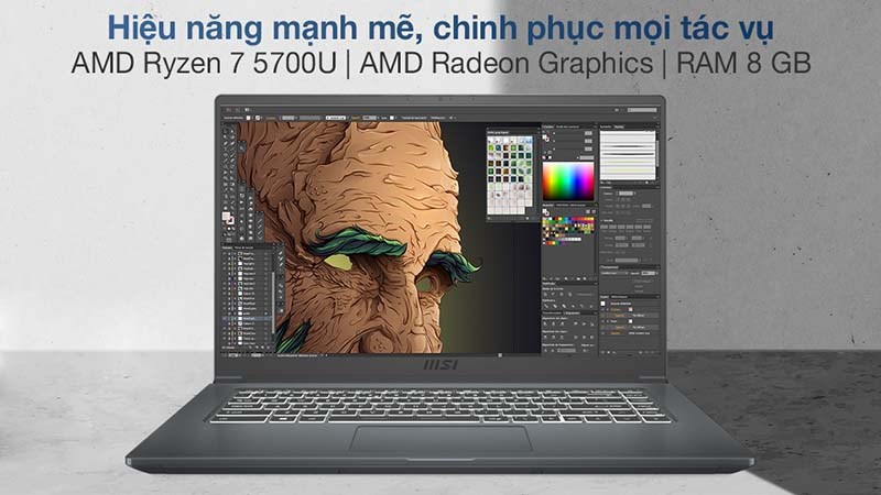 MSI Modern 15 A5M sở hữu thiết kế màn hình lớn tràn viền, đa nhiệm mượt mà với cấu hình vượt trội với con chip Ryzen 7 5700U MSI Modern 15 A5M sở hữu thiết kế màn hình lớn tràn viền, đa nhiệm mượt mà với cấu hình vượt trội với con chip Ryzen 7 5700U