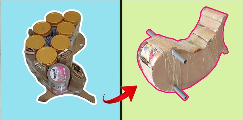 cách làm đồ chơi từ vỏ hộp sữa bột thành bập bênh