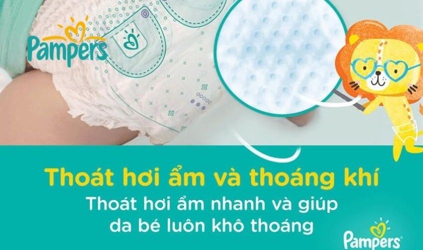 Bỉm Pampers có thiết kế thoáng khí Bỉm Pampers có thiết kế thoáng khí
