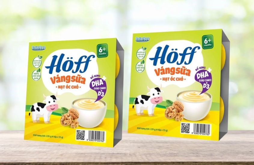 Lốc 4 hũ váng sữa Hoff vị óc chó 55g