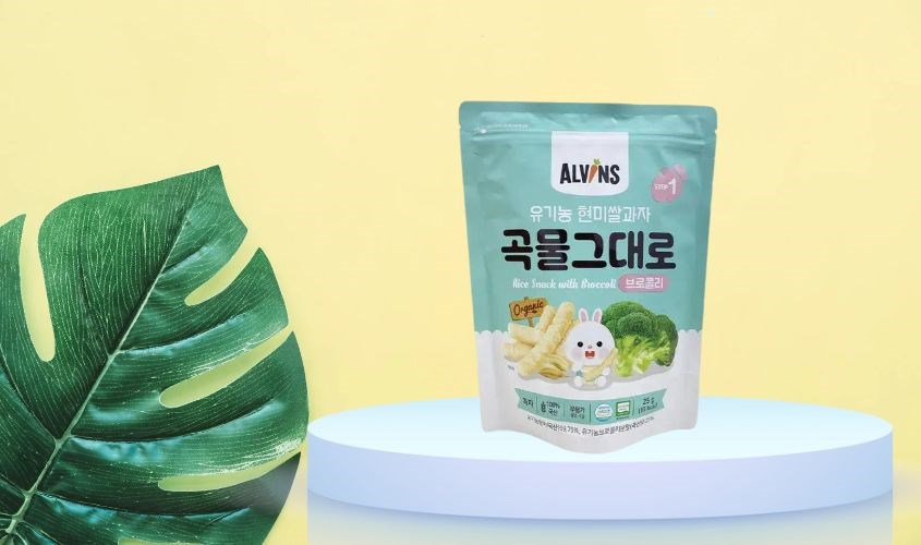 Bánh gạo lứt hữu cơ Alvins vị bông cải xanh gói 25g