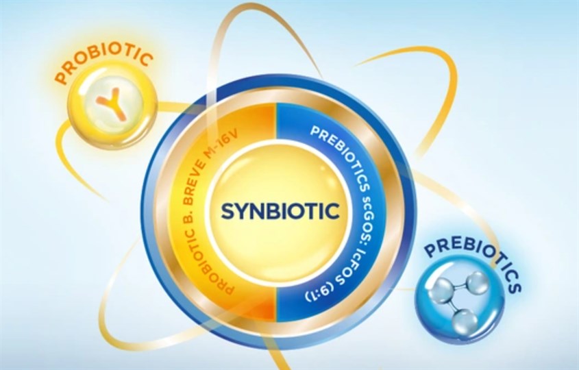 Synbiotic là sự kết hợp của prebiotics và probiotics