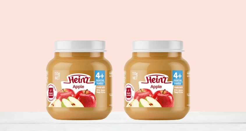 Dinh dưỡng trái cây nghiền Heinz táo hũ 110g (từ 4 tháng)