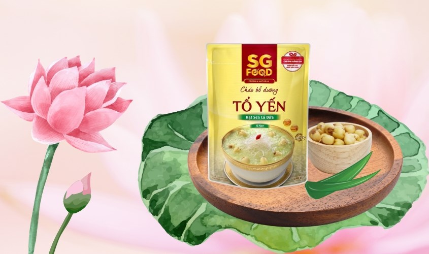 Cháo bổ dưỡng SG Food vị tổ yến, hạt sen và lá dứa gói 240g