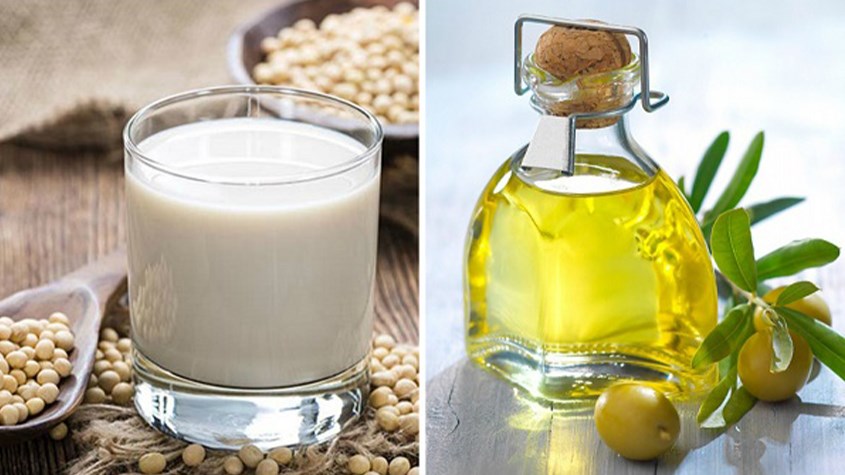 Ngừa lão hóa da bằng sữa đậu nành và dầu oliu