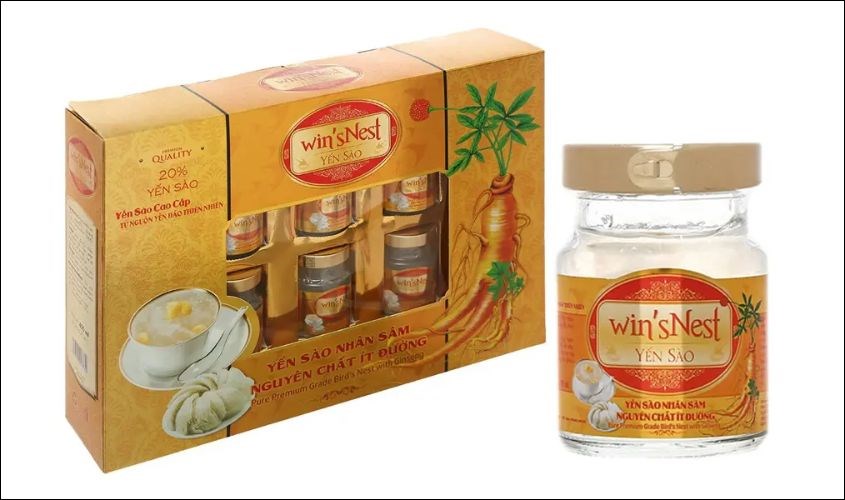Hộp 6 hũ nước yến sào nhân sâm ít đường Win