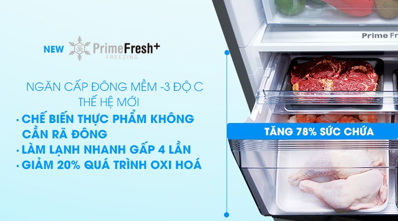 Tủ lạnh Panasonic Inverter 322 lít NR-BC360QKVN có ngăn Prime Fresh+ chuẩn -3 độ C giữ thực phẩm tươi ngon trong 7 ngày