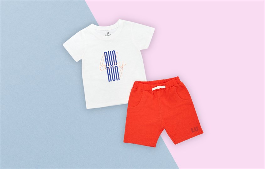 Bộ tay ngắn bé trai Lullaby RUN NH374M màu trắng - đỏ Bộ tay ngắn bé trai Lullaby RUN NH374M màu trắng - đỏ