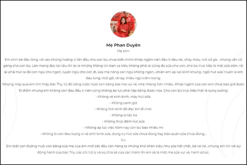 Cảm nhận của mẹ bỉm về Bác sĩ sữa mẹ Anh Thy