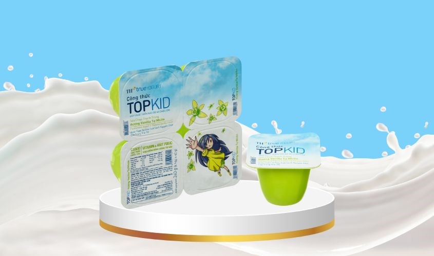 Lốc 4 hộp sữa chua thanh trùng TH true YOGURT Top Kid vị vani 60g (từ 1 tuổi)