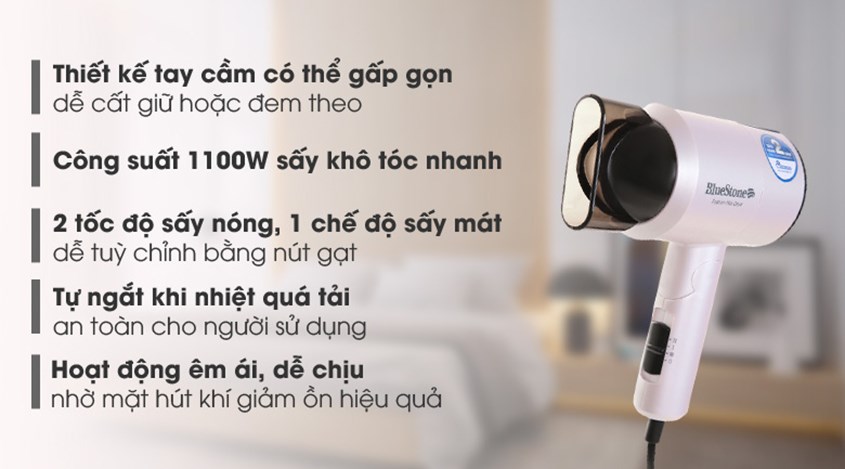 Máy sấy tóc 1100W Bluestone HDB-1827