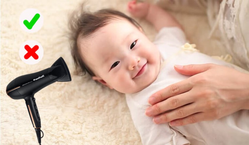 Mẹ không nên sử dụng thường xuyên để sấy cho trẻ vì sẽ khiến tóc trẻ bị khô xơ và hỏng tóc