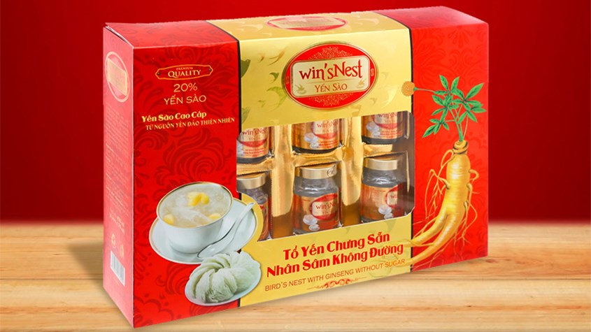 Hộp 6 hũ nước yến sào nhân sâm không đường Win