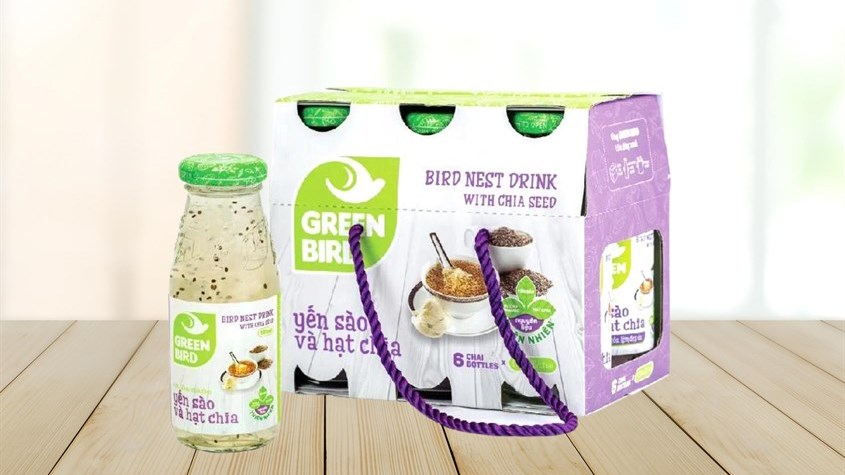 Lốc 6 chai nước yến sào hạt chia Green Bird 185 ml (từ 25 tuổi)