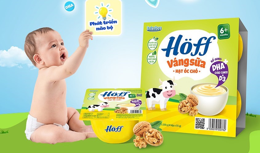 Lốc 4 hũ váng sữa Hoff vị óc chó 55g (từ 6 tháng)